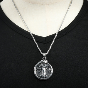 Collar con Colgante de Árbol de Acero Inoxidable con Diseño de Serpiente, Joyería de Moda Unisex 280739 - Product Image 3