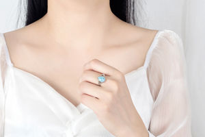 Bague en argent sterling 925, bijoux haut de gamme, pierre naturelle bleue, forme poire, véritable larimar, ruban, pour cadeau - Product Image 2