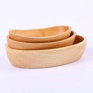 Tazón de madera de caucho Hongtai con forma de barco, 20x12.5x4.5cm, madera maciza para hotel, café, té, uso doméstico - Product Image 2