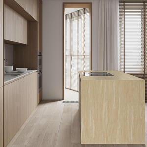 Comptoir en surface solide TMZ pour salle de bain et cuisine modernes, 6040, travertin romain, quartz Calacatta, poli, grande dalle, design 3D - Product Image 2