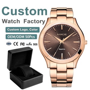 Relojes de cuarzo Miyota minimalistas de oro rosa, acero inoxidable 316L, zafiro, para hombre, con logotipo personalizado OEM ODM de 42 mm, marca privada. - Product Image 1