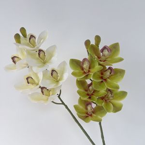 Orchidées Cymbidium artificielles imprimées en 3D à 6 têtes, en soie PU, haute simulation, pour décoration de mariage et de maison - Product Image 3