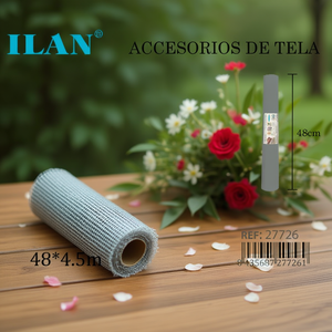Tessuto in tulle grigio Iln 48x4,5m, accessori per composizioni floreali - Product Image 2