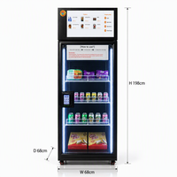 Distributeur automatique intelligent à vision IA, sans espèces, à porte unique, pour snacks et boissons réfrigérés, libre-service 24h/24 et 7j/7, écran tactile