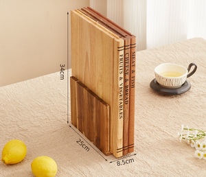 Ensemble de 3 planches à découper en forme de <span class=keywords><strong>livre</strong></span> avec support, planches à découper en acacia massif ressemblant à des livres, uniques - Product Image 3