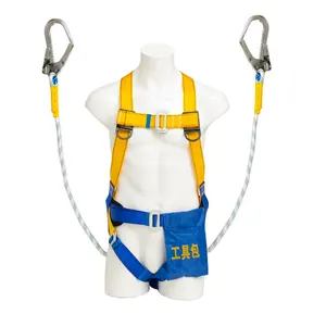 Working Height Industrial Buckle Lineman Body Double Hook Ladder Mountain Climbing Harness Rope Safety Belt CE/ISO9001 Adults