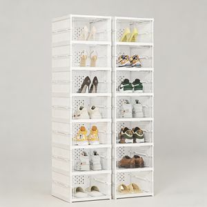 Zapatero Plegable Multifuncional, Nuevo, de Plástico, para Regalo del Día del <span class=keywords><strong>Padre</strong></span>, Caja de Almacenamiento de Zapatos Plegable para Armario con Puerta Lateral Abatible - Product Image 1