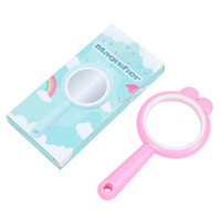 Handheld Shatterproof Reading Magnifier 60mm Kids 4X Cartoon Magnify Glasses Lens for Reading Exploration Classroom Party