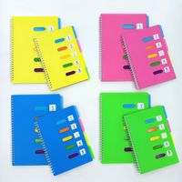 Cuaderno Espiral Colorido con 5 Pestañas de Índice, 100 Hojas, Tamaño A5/B5, Tapa Dura de PP, Diario para la Organización Escolar y de Oficina, Regalo