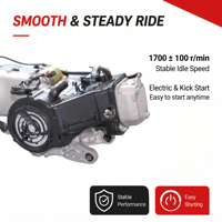 Ensemble moteur de moto neuf J16-150CC 4 temps monocylindre, allumage CDI, refroidissement par air, démarrage électrique et au kick.