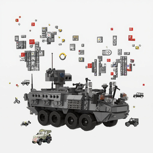 Modelo de tanque militar Vehículo de juguete camión de Guerra del Ejército Panzer <span class=keywords><strong>Mini</strong></span> juegos de bloques de construcción MOC para niños transporte de ladrillos de plástico - Product Image 4