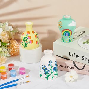 Groothandel Creatieve Diy Wit Ongeverfde Keramische Bloempotten Handgeschilderde Keramische Vaas Voor Kinderen Klaslokaal Ambacht