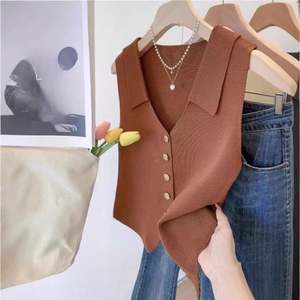 Débardeurs pour femmes I-0579 en gros, débardeur à col en V pour femmes, gilet en tricot, haut sans manches décontracté pour femmes - Product Image 5