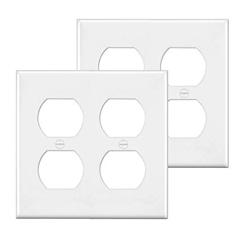 2 Gang Duplex Receptacle Outlet Wall Plate White Plastic Electrical Cover Plates