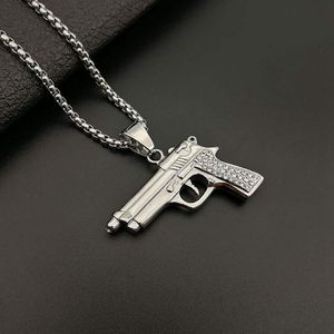 Collana con Ciondolo a Pistola in Acciaio Inossidabile Placcato Oro 18k, Stile Hip-Hop Streetwear, Regalo di Anniversario per <span class=keywords><strong>Uomo</strong></span> Alla Moda - Product Image 2