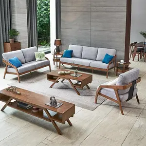عالية الجودة أريكة أثاث غرفة المعيشة الاقسام أريكة 1 2 3 مقعد مجموعة كنب خشبي التصاميم
