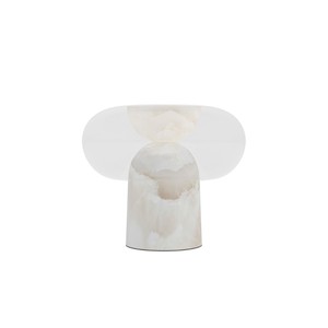 Lampe de table en marbre 40x45cm, source de lumière LED, base d'ampoule E27, commande par interrupteur, pour salon, chambre à coucher, style design - Product Image 3