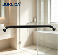 Poignée de tirage pour porte de douche en verre en acier inoxydable noir mat, barre de maintien droite antirouille pour cabine de douche de salle de bain