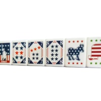 Bestseller - Jeu de Mahjong personnalisé sur le thème d'Amérique, style moderne, tuiles rouges, pour fête sur le thème du Mahjong