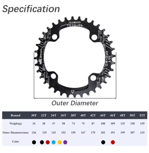 Plateau de chaîne de vélo SNAIL 104BCD à dents larges et étroites 32T/34T/36T/38T rond/ovale, plateau unique ou Shimao/<span class=keywords><strong>SRAM</strong></span> - Product Image 1