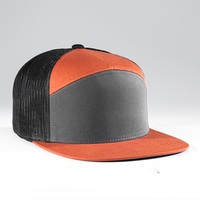 Chapeau personnalisé de haute qualité en sergé de coton et maille Camo 7 Panel, casquette Snapback noire personnalisée