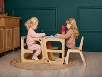 Tour d'apprentissage Montessori 8 en 1 escabeau pour enfants tour convertible pour tout-petits pour comptoir de cuisine table d'apprentissage et ensemble de chaises