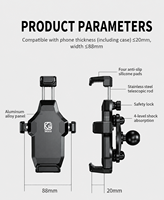 Support de téléphone pour moto Kewig universel télescopique flexible antivol antichoc anti-chute 360 degrés en aluminium