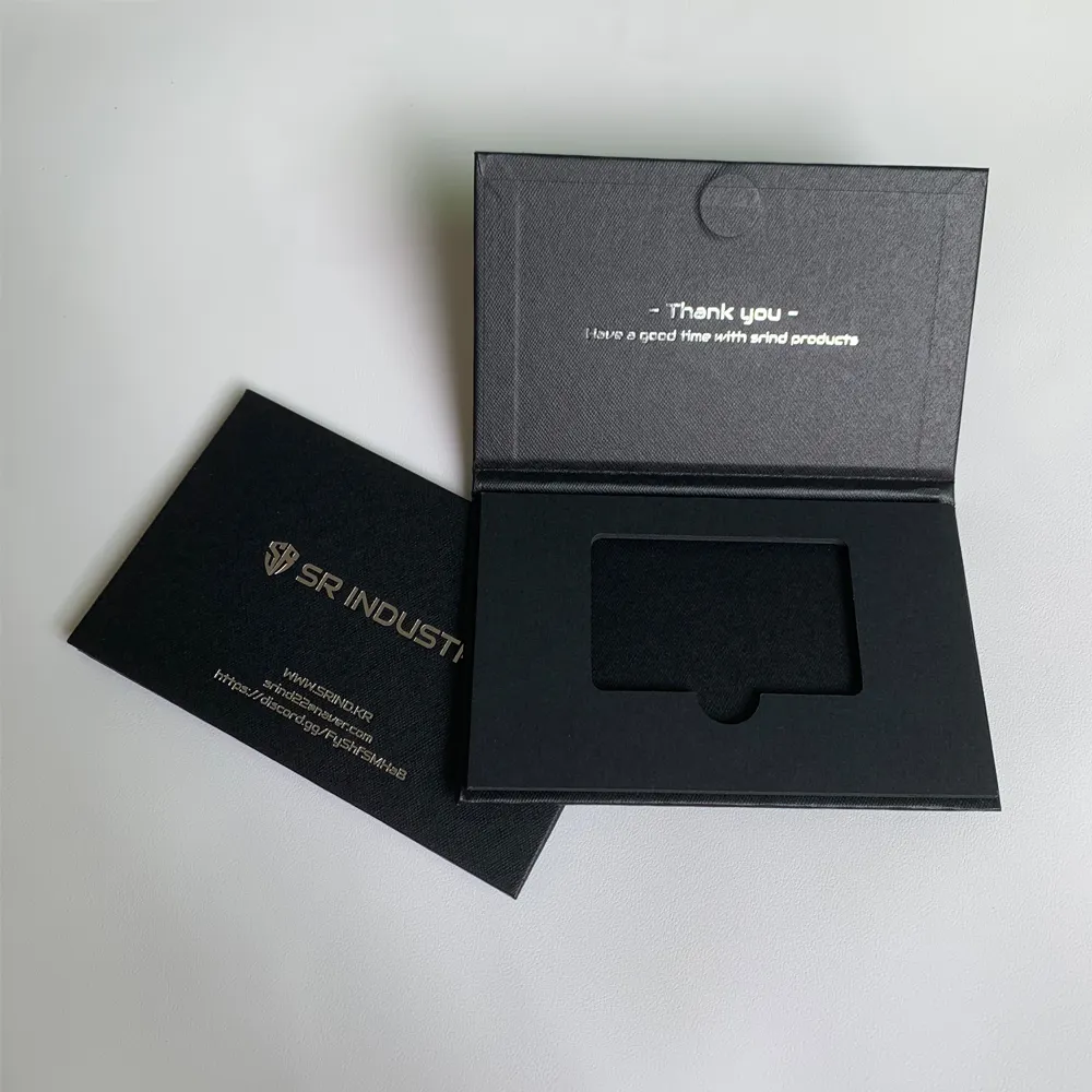 段ボールブラックマットクレジットカードボックスシルバーフォイルプリントカードボックスカスタムロゴギフトカード用に印刷