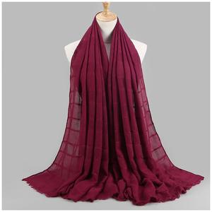 女性用ヒジャーブスカーフショールファッション<span class=keywords><strong>2025</strong></span>年新春スタイルカスタム長穴コットンリネン無地 - Product Image 1