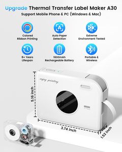 Phomemo เครื่องพิมพ์ A30ถ่ายโอนความร้อนเครื่องพิมพ์ไร้สายแบบพกพาผู้ผลิตฉลากอัจฉริยะเครื่องพิมพ์สติกเกอร์ขนาดเล็กสำหรับบ้าน/โรงเรียน - Product Image 4
