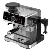 Machine à café expresso OEM 4-en-1 avec réservoir à lait pour infusion à froid, 20 bars, moulin intégré 3-en-1 et manomètre, compatible ULKA pour cappuccino italien