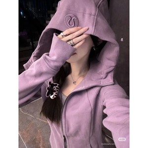 Lulu Original Breathable for for Hoodie Full-zip Hooded <strong>Yoga</strong> Shirt Slim-fit Casual Top <strong>Jacket</strong> - Product Image 1