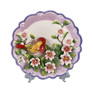 Plat rond en céramique <span class=keywords><strong>Yamu</strong></span> Gouhua, style pastoral, à suspendre, accessoires décoratifs pour la maison, pour le meuble TV, l'entrée - Product Image 1