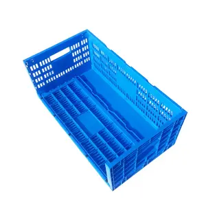 QS-caja de huevos plegable, cesta grande de plástico con ventilación, cesta móvil de plástico plegable para frutas y verduras