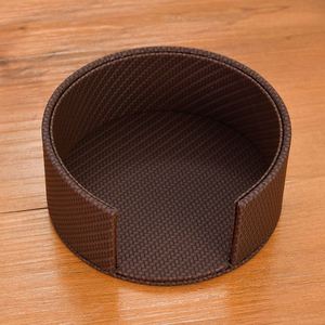 Sous-verre rond en cuir épaissi pour café et thé, dessous de plat simple en PU avec isolation thermique et protection, tapis pour dés et bols - Product Image 4