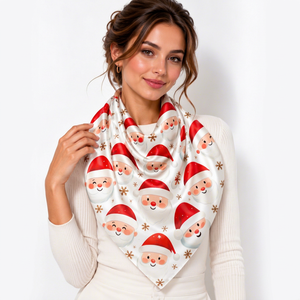<b>Christmas</b> Party <b>Scarf</b> Womens Festive Xmas Square Head Wrap Holiday Printed Soft Lightweight Custom Fashion OEM ODM <b>Scarf</b> - Product Image 1