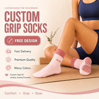 Chaussettes de yoga et de pilates antidérapantes avec logo personnalisé, votre propre design, chaussettes à grip pour femmes, chaussettes à grip personnalisées pour le pilates et le yoga