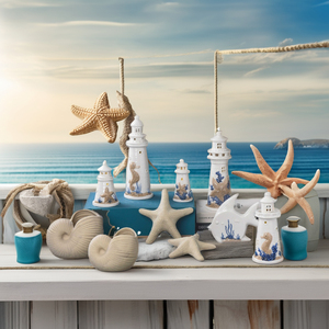 เหยือกเซรามิกรูปดาวทะเลสำหรับตกแต่งฤดูร้อนรูปทรงเปลือกหอยและประภาคารการตกแต่งฤดูร้อน - Product Image 6