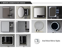 Miroir de salle de bain de luxe à LED intelligent avec éclairage anti-buée, verres carrés, 30-40 pouces, éclairage à intensité variable, cadre en bois écologique