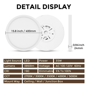 Plafonnier LED encastré super lumineux de 12 pouces, 25W, 5CCT, ultra fin, blanc, rond, pour couloir - Product Image 5