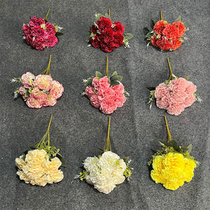 M153 Flores de Seda de Un Solo Tallo 7 Ramas Flor Artificial <span class=keywords><strong>Claveles</strong></span> Día DE LA Madre Decoración del Hogar - Product Image 1