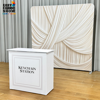 Toile de fond de mariage personnalisée en tissu texturé froncé, comptoir de réception portable pop-up pour événements, fêtes et décor de photomaton