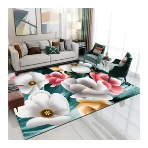 Custom high quality carpets and rugs 3D Printed Floral Velvet Modern Living Room Floor Large Area Rug Bedroom Carpet For Home