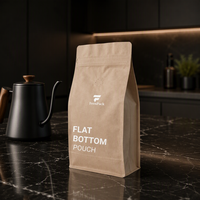 Sachet de café personnalisé de 12 oz et 16 oz, sachet de café à fond plat imprimé sur mesure, emballage alimentaire avec valve unidirectionnelle