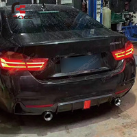 Diffuseur arrière en fibre de carbone avec éclairage LED pour BMW Série 4 F32 F33 F36 M Sport 2014+ Spoiler de pare-chocs arrière inférieur Kit carrosserie