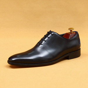One-piece Oxford leather handcrafted British business formal pointed-<b>toe</b> wedding shoes - Product Image 6