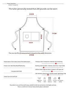 Delantal de herramienta de algodón de barman impermeable negro de alta calidad personalizado de nuevo diseño delantal de lona con espalda cruzada delantal de trabajo de cocina - Product Image 6