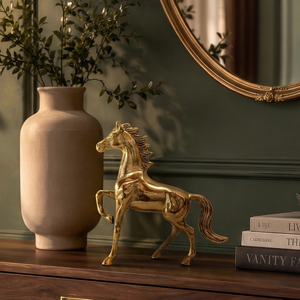 Statue de cheval en laiton artisanale, sculpture décorative en métal doré, figurine équestre, décoration de luxe pour la maison ou le bureau - Product Image 4