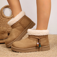 Bottes de neige à plateforme pour femmes, doublées de fourrure, semelle épaisse, en daim, avec breloques perlées, bout rond, bottines chaudes d'hiver, 4 couleurs