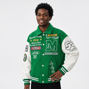 Chaqueta Bomber Varsity con Capucha y Logotipo Personalizado Bordado, Chaqueta de Béisbol Universitaria con Botones al Frente, Resistente al Viento, Estilo Urbano, de Algodón - Product Image 4
